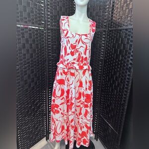 nanette Lepore play, hibiscus painted pedals sleeveless stretch, sundress size L